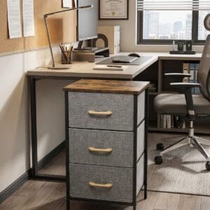 3-Drawer Fabric Storage Dresser with Wooden Top