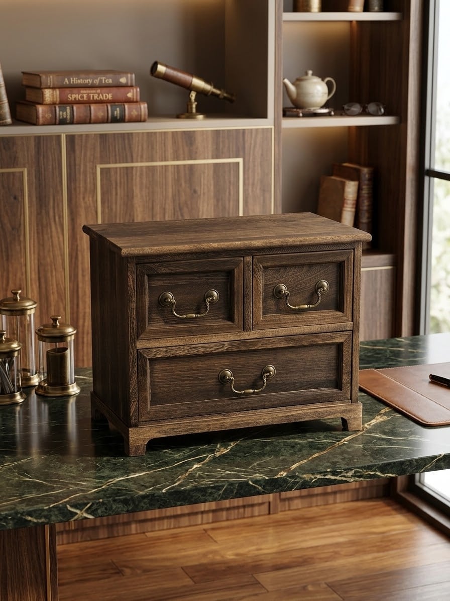 Antique Wooden Tabletop Chest