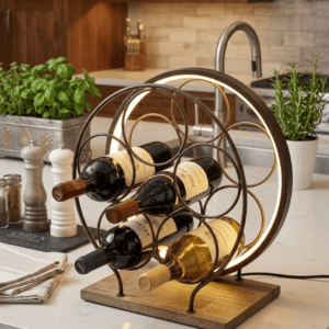 LED Illuminated Circular Countertop Wine Rack