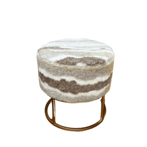 Marble-Patterned Faux Fur Vanity Stool