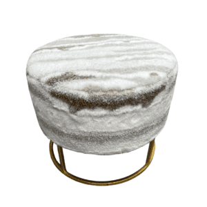 Marble-Patterned Faux Fur Vanity Stool