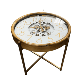 Industrial Steampunk Moving Gear Clock Side Table