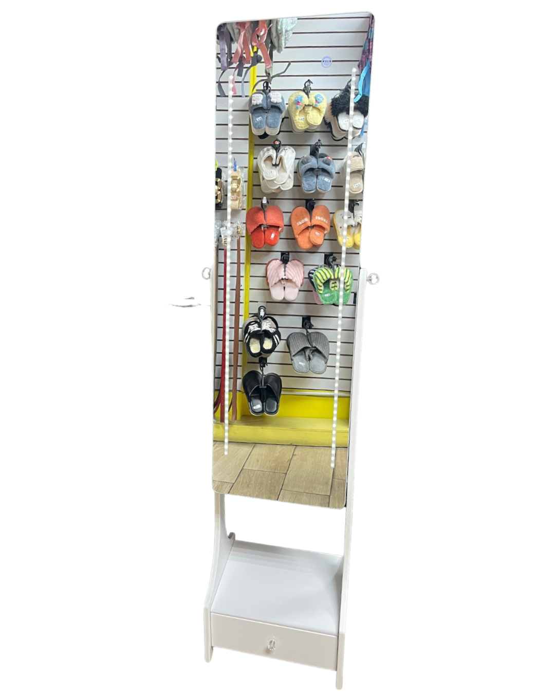 Standing Jewelry Armoire with Full-Length LED Mirror
