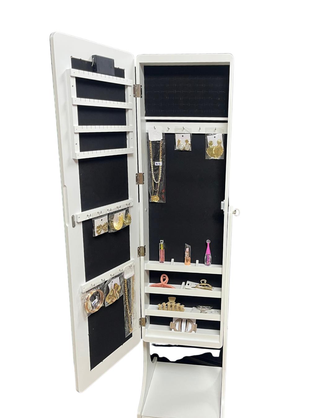Standing Jewelry Armoire with Full-Length LED Mirror - Image 2
