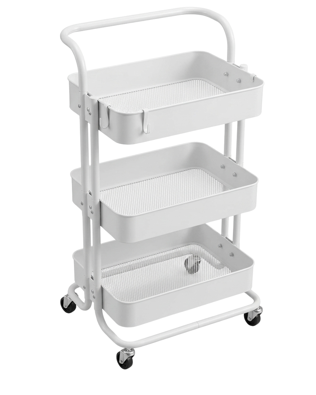 3-Tier Metal Rolling Utility Cart with Mesh Baskets