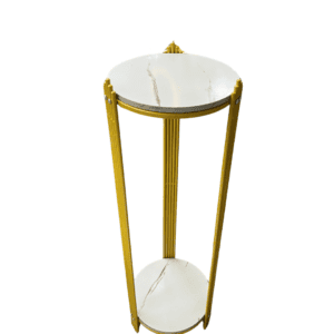 2-Tier Round Marble Accent Table & Plant Stand