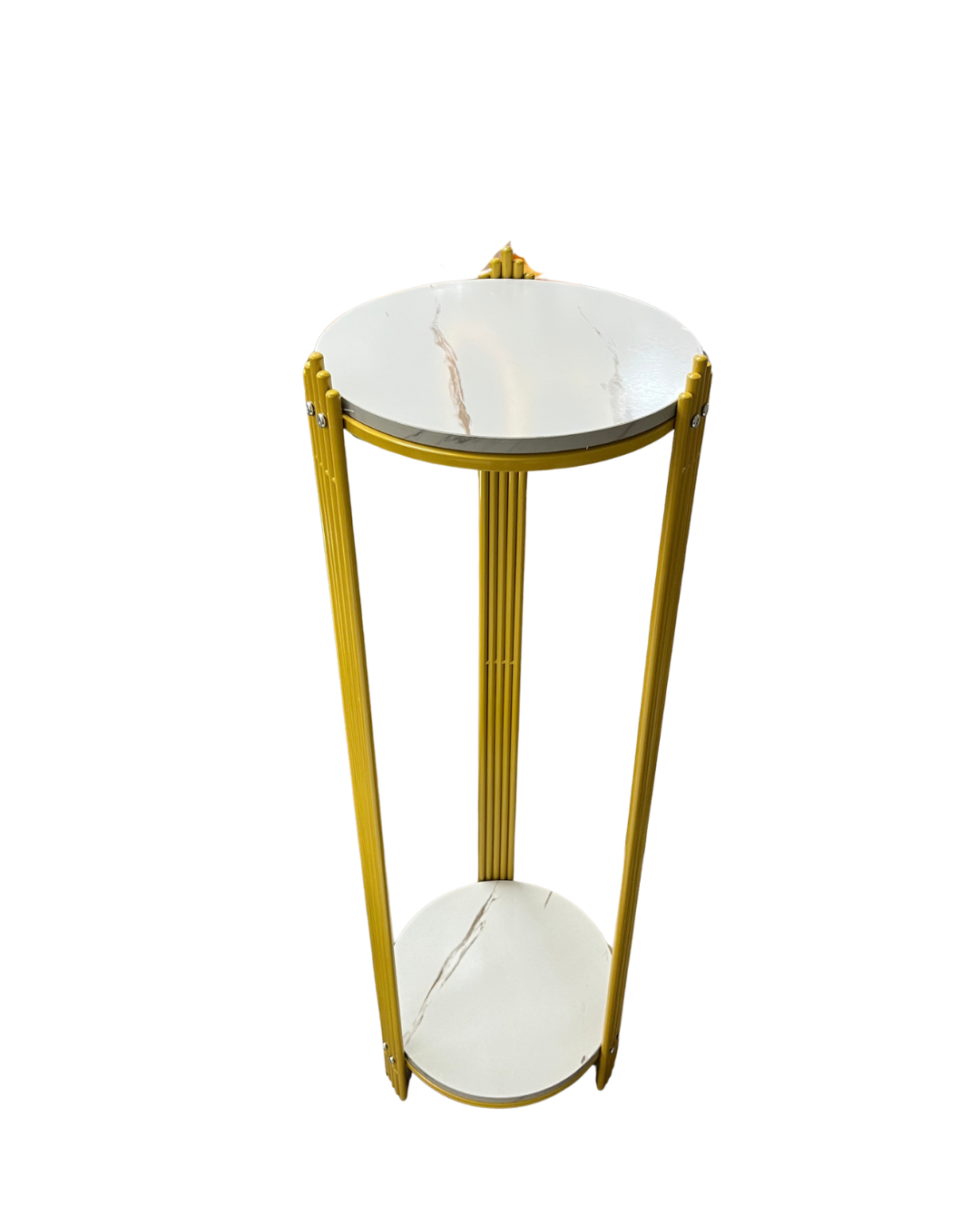 2-Tier Round Marble Accent Table & Plant Stand