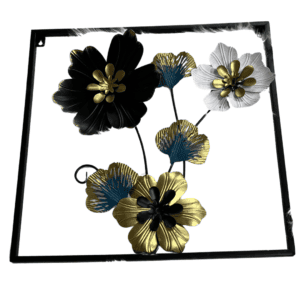 Metal Floral Square Wall Hanging