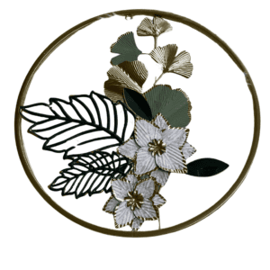 Metal Floral & Ginkgo Leaf Wall Hanging