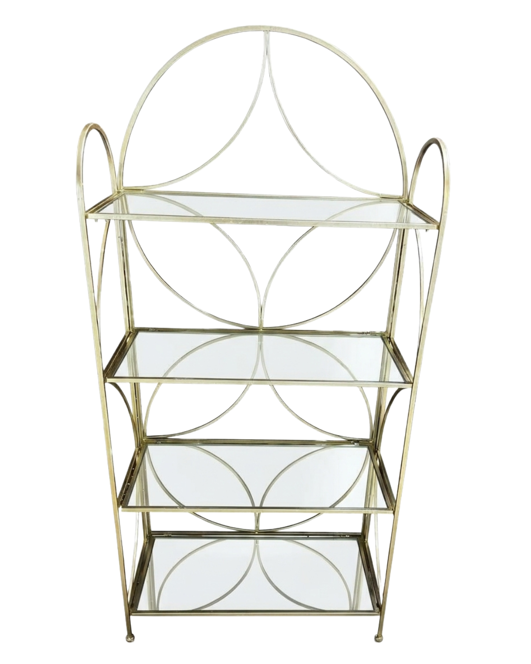 4-Tier Modern Gold Metal & Glass Display Shelving Unit