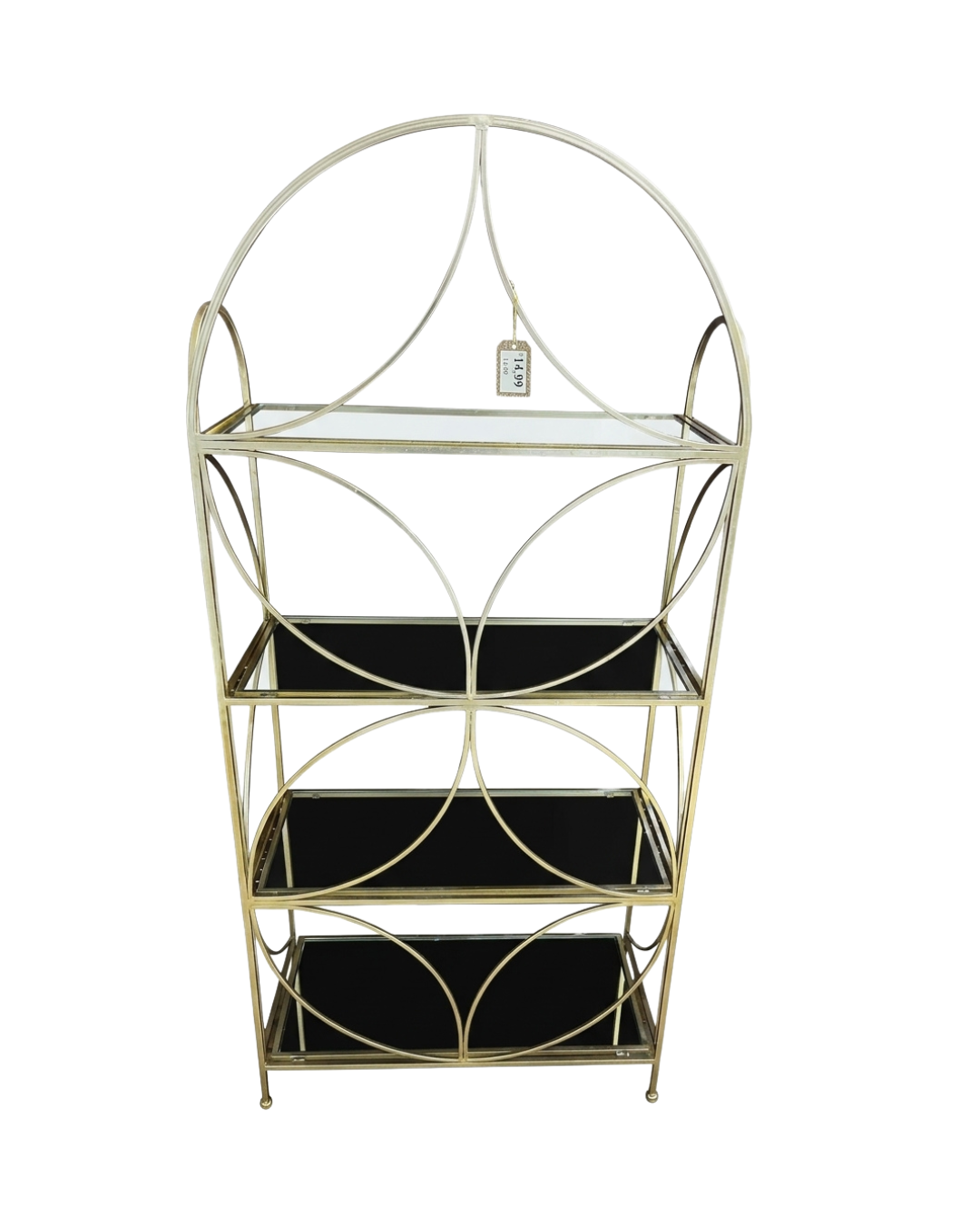 4-Tier Modern Gold Metal & Glass Display Shelving Unit - Image 3