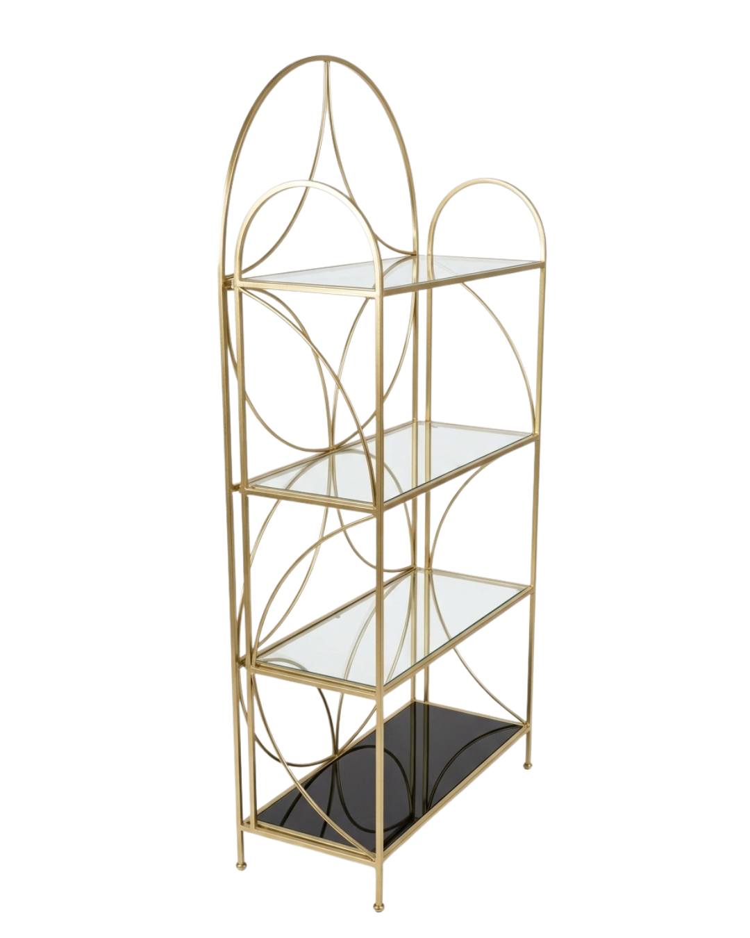 4-Tier Modern Gold Metal & Glass Display Shelving Unit - Image 2