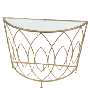 Modern Half-Moon Gold Leaf Geometric Console Table