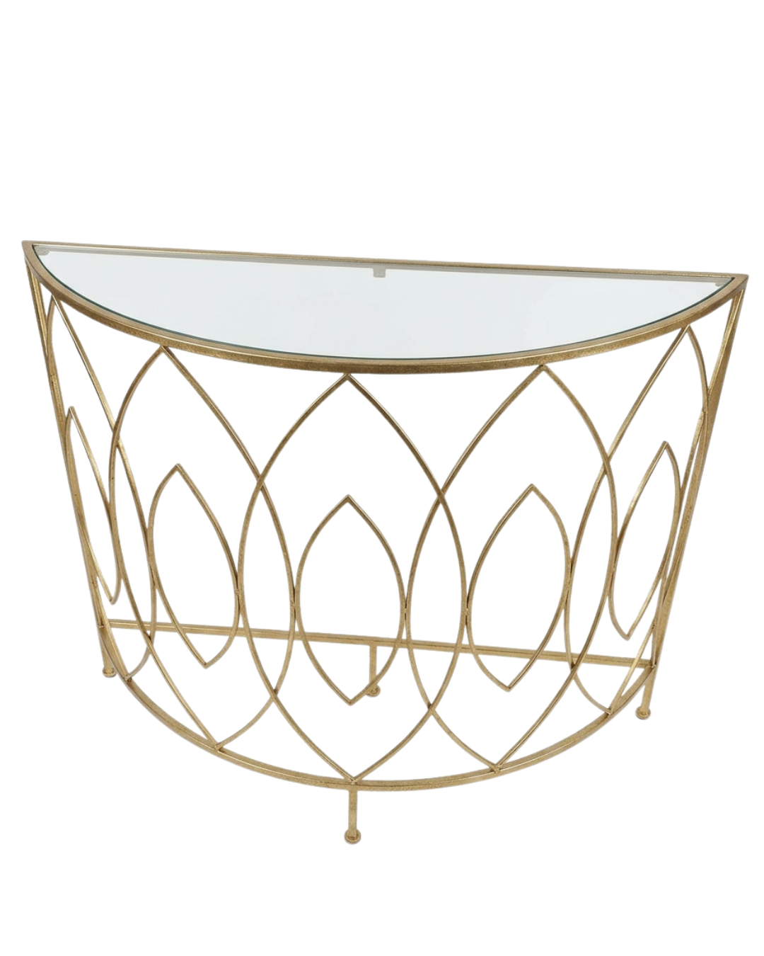 Modern Half-Moon Gold Leaf Geometric Console Table
