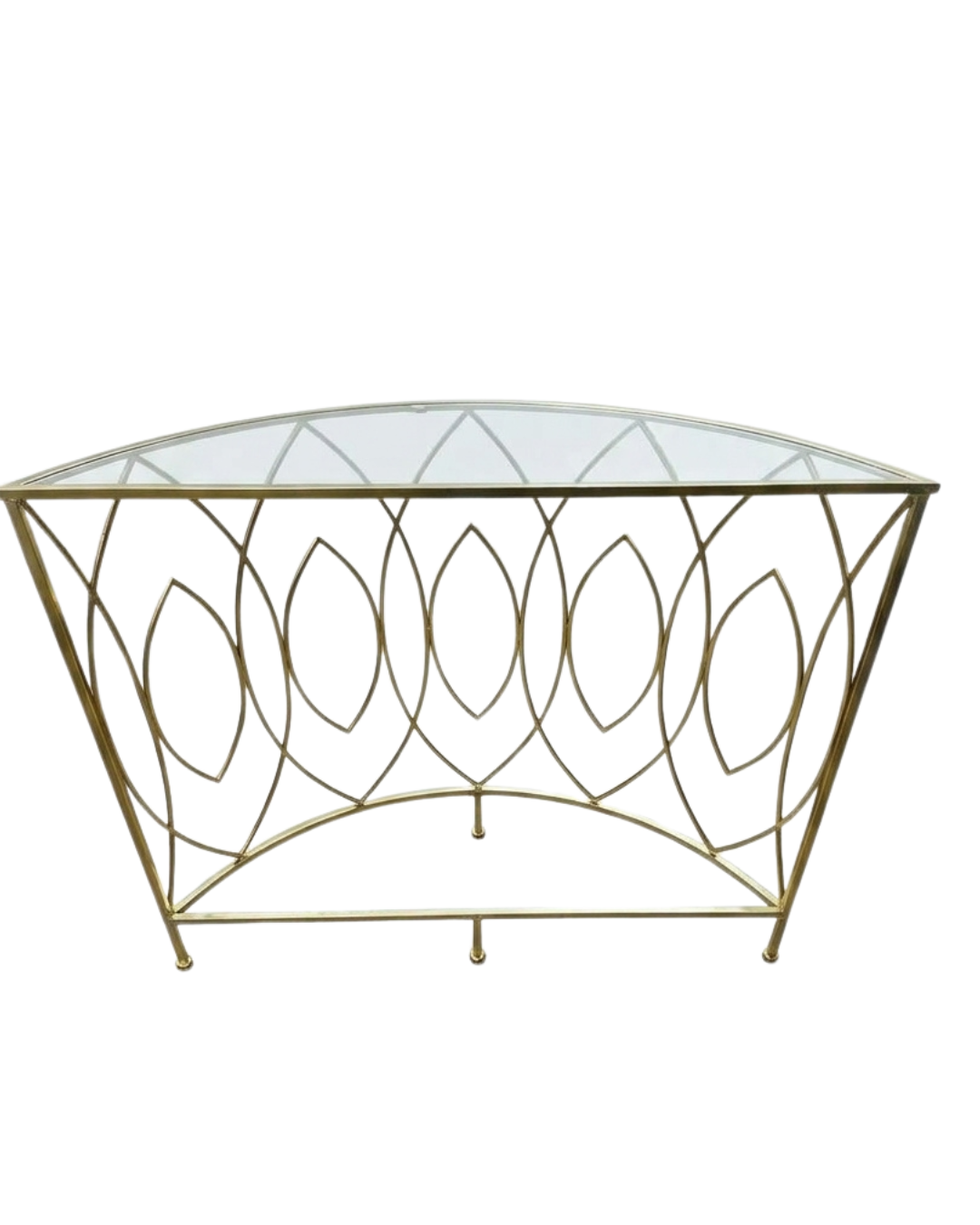 Modern Half-Moon Gold Leaf Geometric Console Table - Image 2