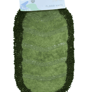 Chevron Textured Chenille-Border Oval Bath & Floor Mat