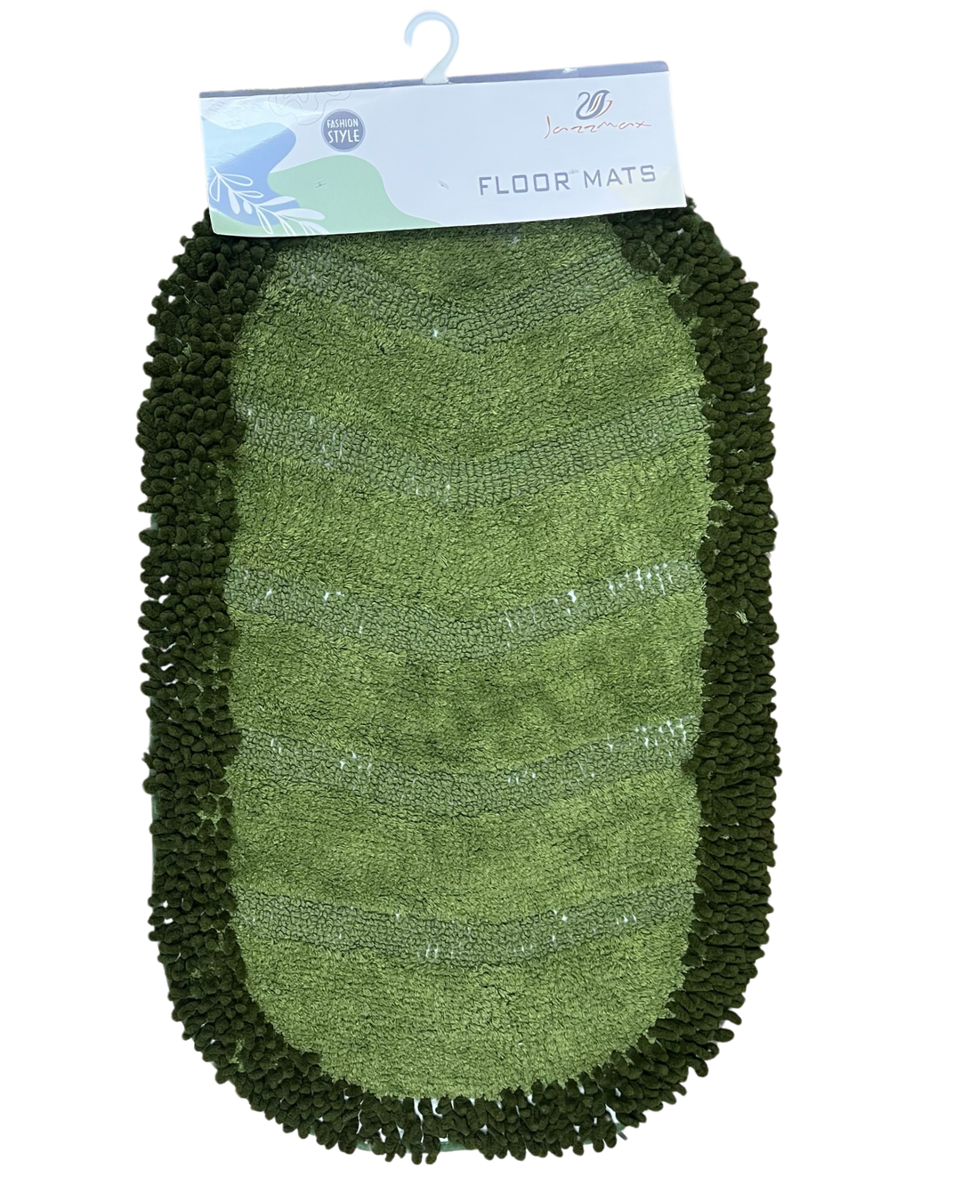 Chevron Textured Chenille-Border Oval Bath & Floor Mat