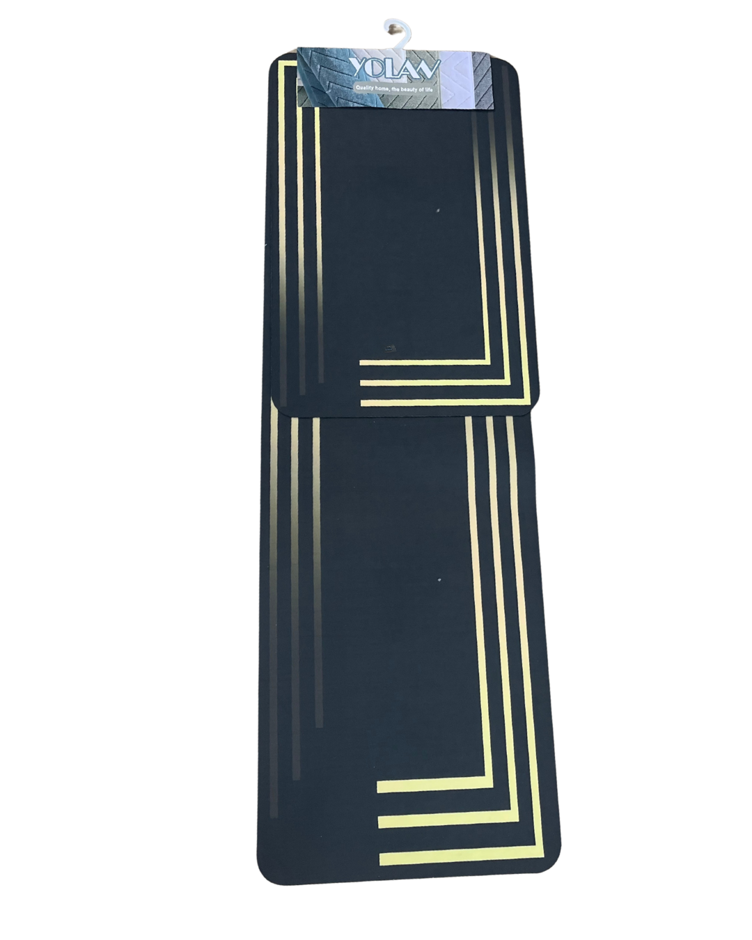 Modern Geometric Gold Accent Kitchen Mat 2-Piece Set - Image 2