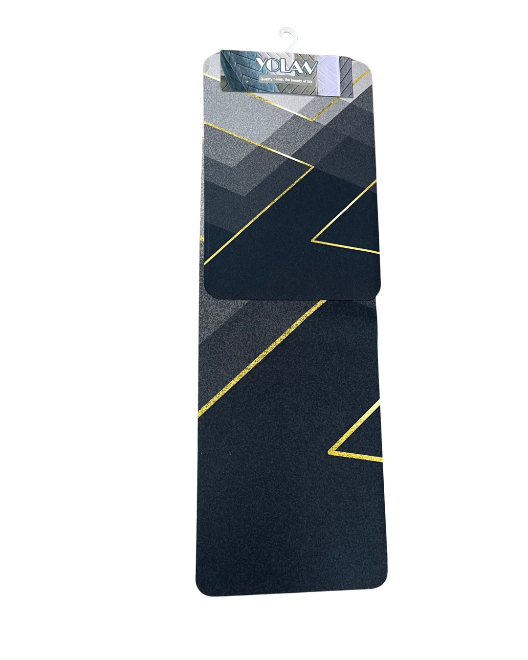 Modern Geometric Gold Accent Kitchen Mat 2-Piece Set