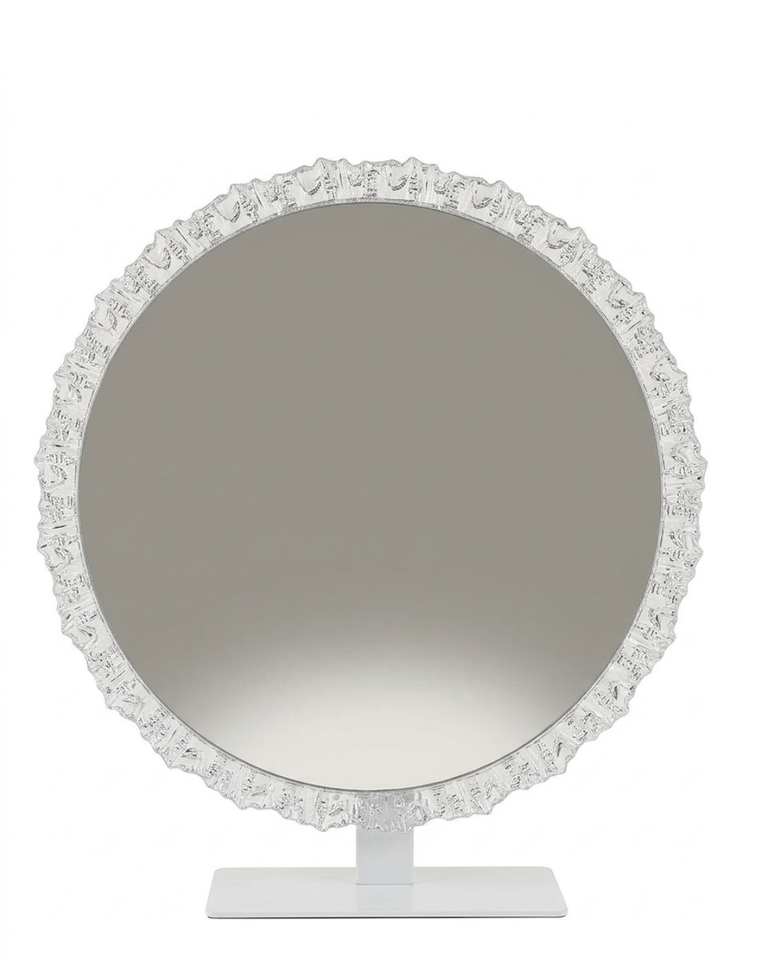 Crystal Rimmed Round Tabletop Vanity Makeup Mirror