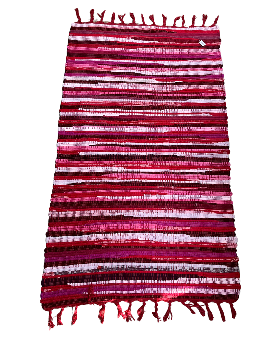 Handwoven Bohemian Cotton Rag Fringed Floor Runner - Image 3