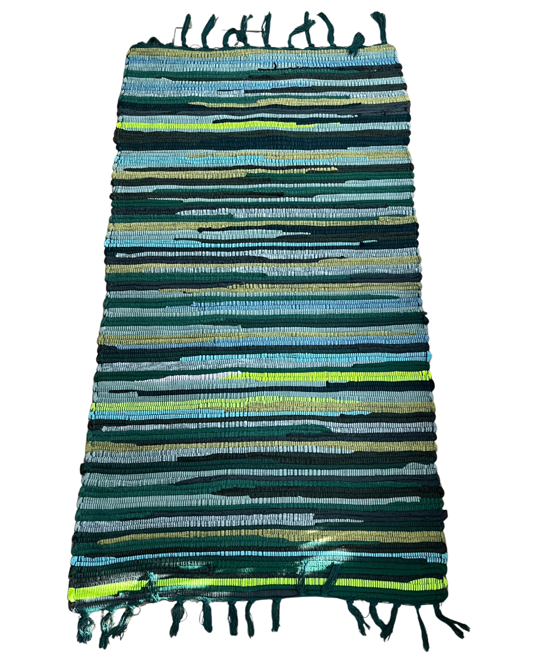 Handwoven Bohemian Cotton Rag Fringed Floor Runner - Image 2