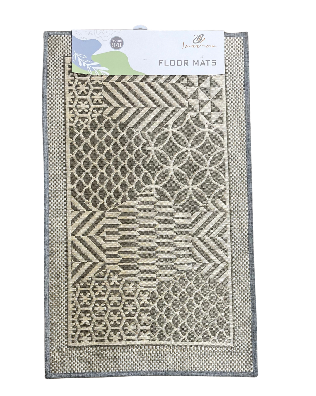 Geometric Flat-Woven Bordered Indoor Floor Mat - Image 2