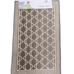Geometric Flat-Woven Bordered Indoor Floor Mat