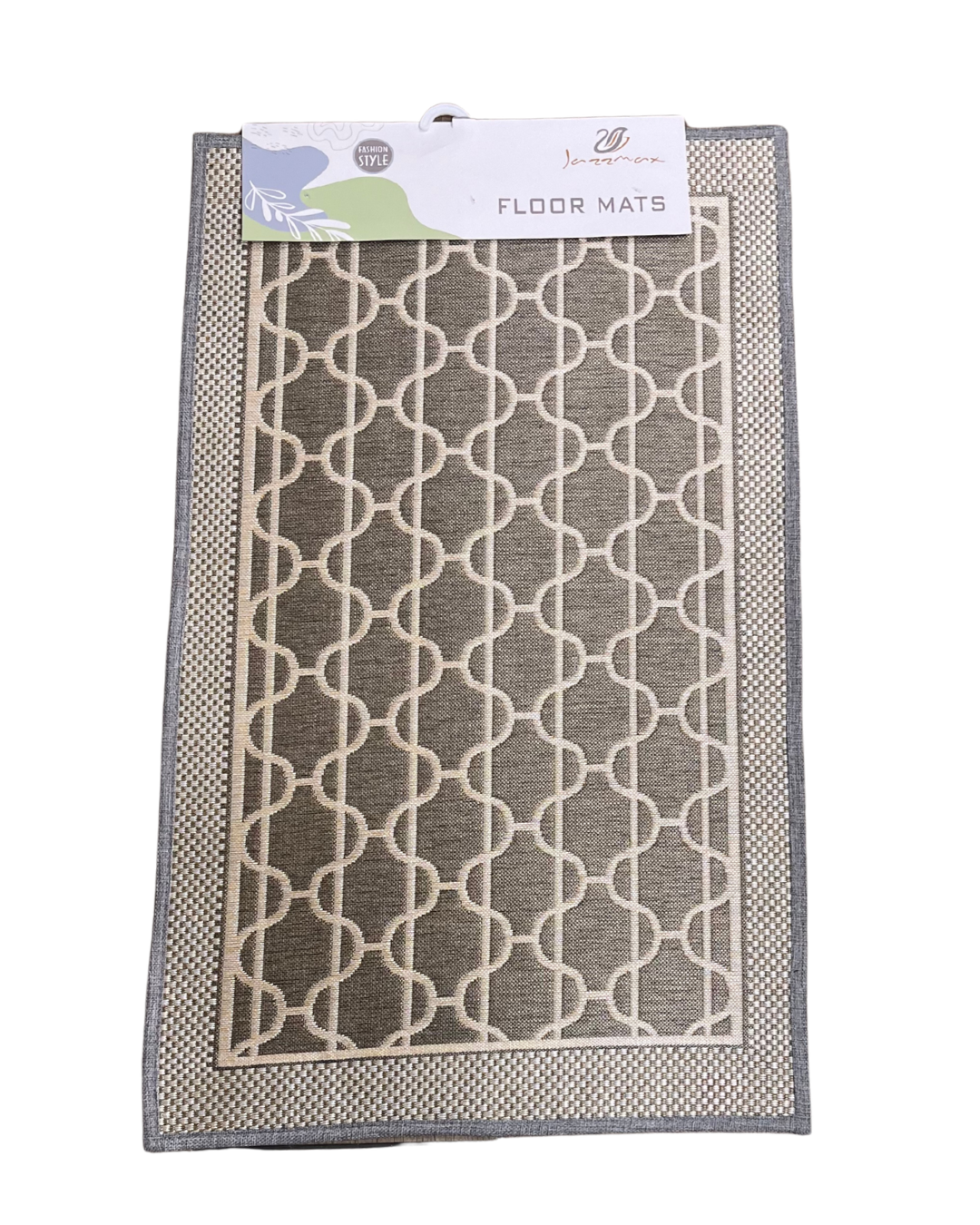 Geometric Flat-Woven Bordered Indoor Floor Mat