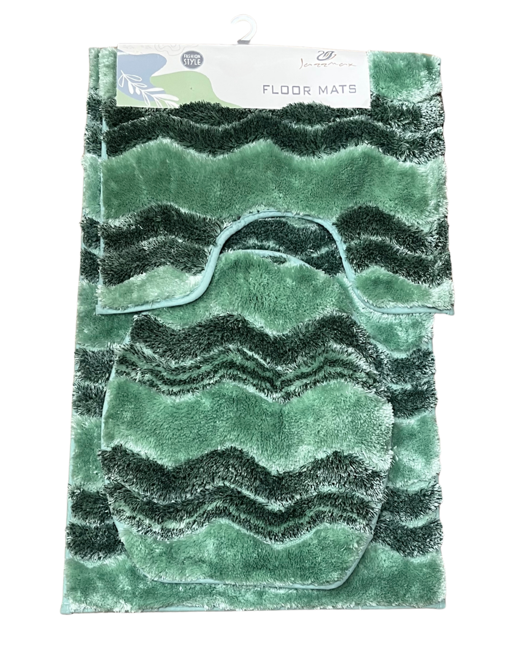 3-Piece Textured Wavy Ripple Shag Bathroom Set - Image 2