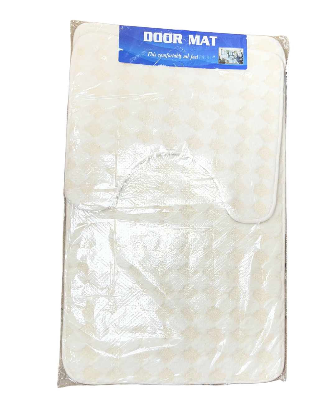 2-Piece Diamond Lattice Fluffy Plush Bathroom Set - Image 2