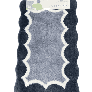 Scalloped Border Plush Microfiber Non-Slip Bath Mat