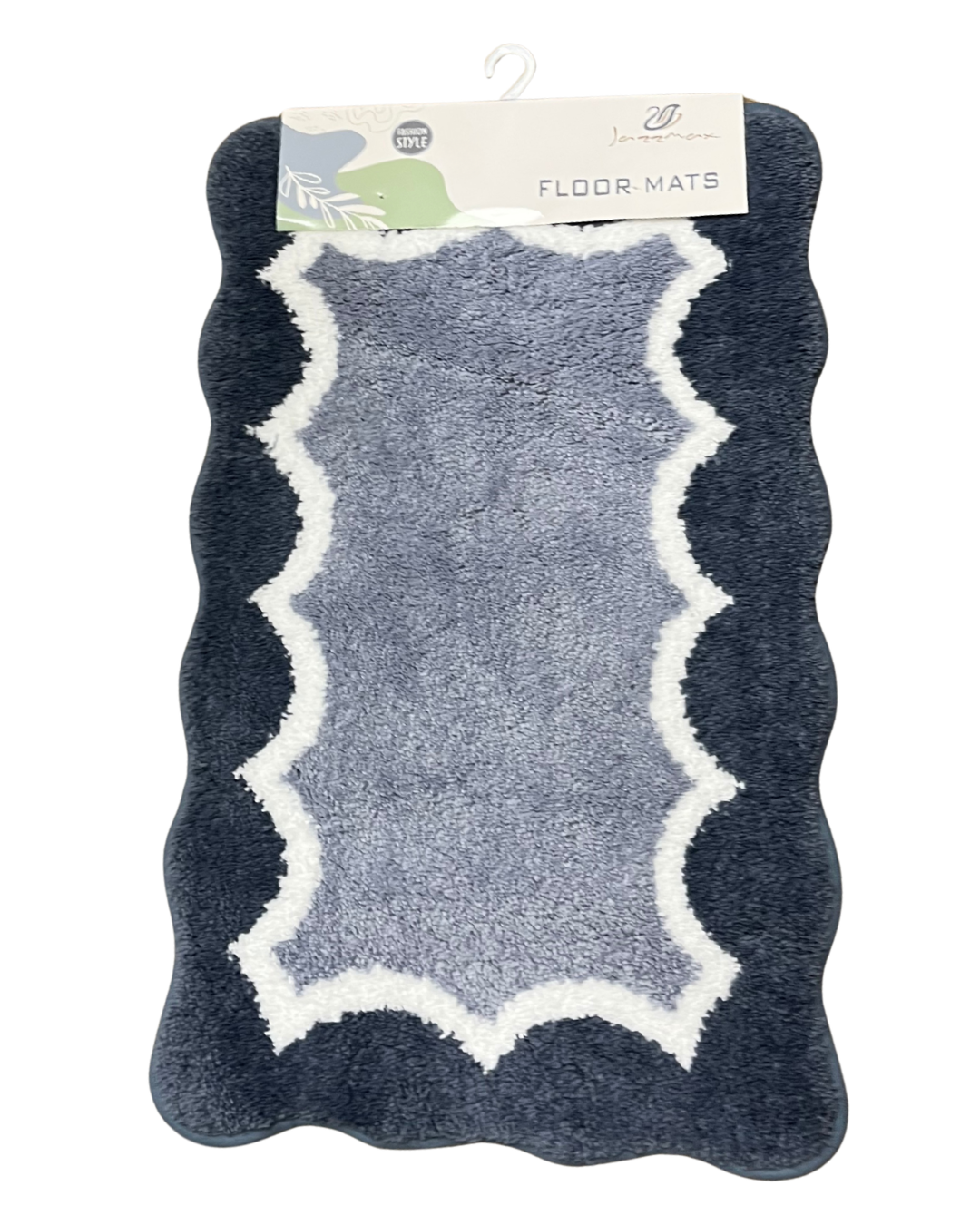 Scalloped Border Plush Microfiber Non-Slip Bath Mat