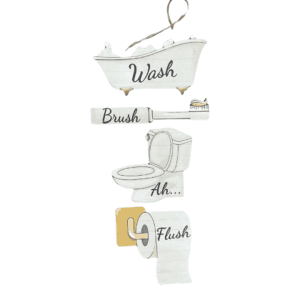 Wooden Bathroom Rules Wall Hanging