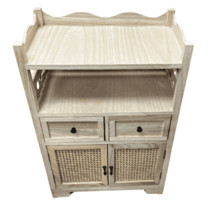Rustic Rattan Webbing Solid Wood Storage Cabinet