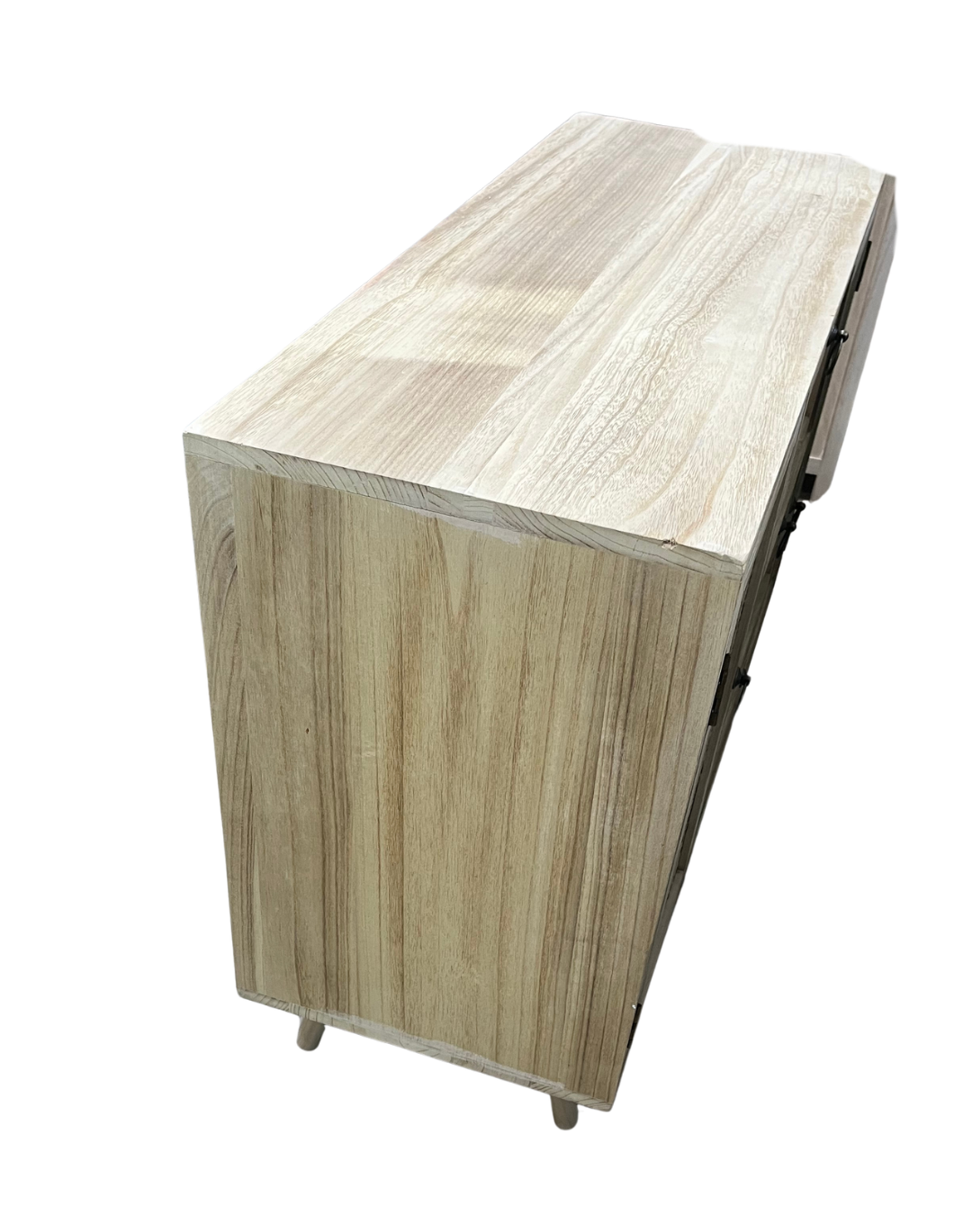 Boho Rattan Webbing 2-Door 3-Drawer Storage Cabinet - Image 3