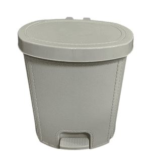 Plastic Step Trash Can with Faux Leather Texture & Stitch Detail