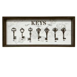 Vintage Framed Wooden Key Holder Wall Organizer