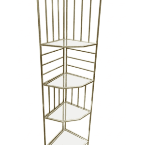 4-Tier Modern Gold Metal Corner Shelf with Glass Tiers