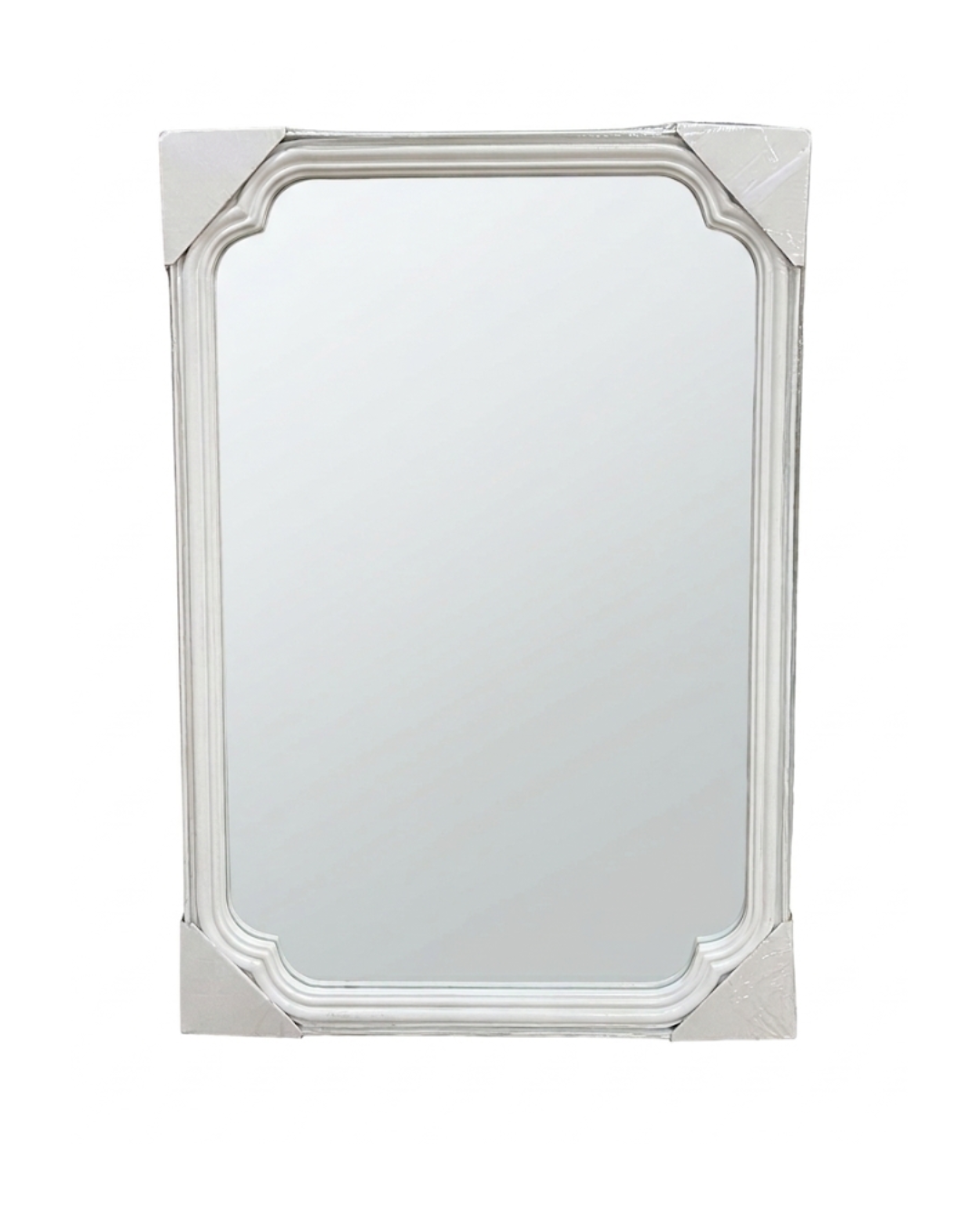 Elegant White Rectangular Wall Mirror